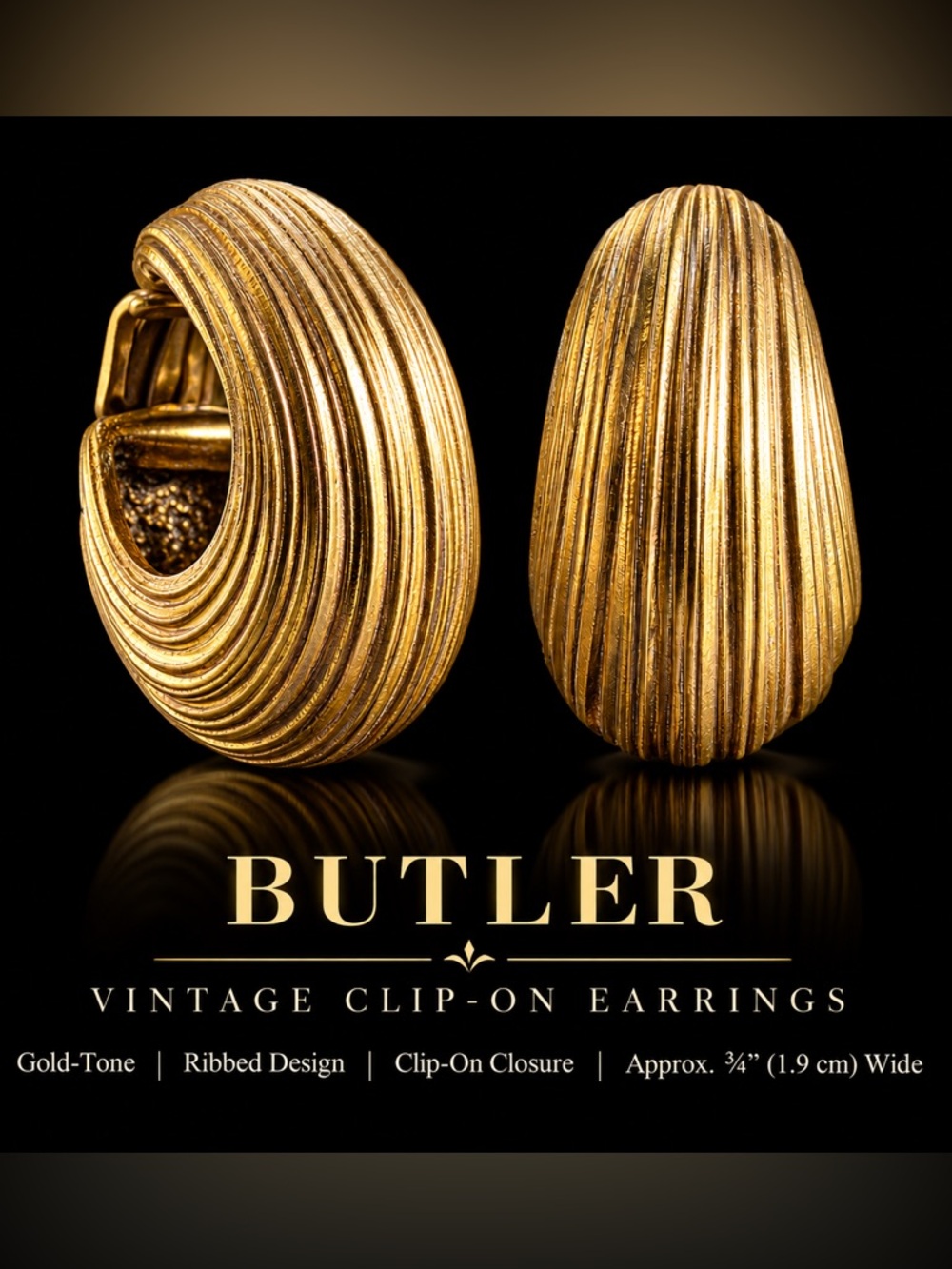 BUTLER Vintage Gold-Tone Chunky Clip-On Earrings